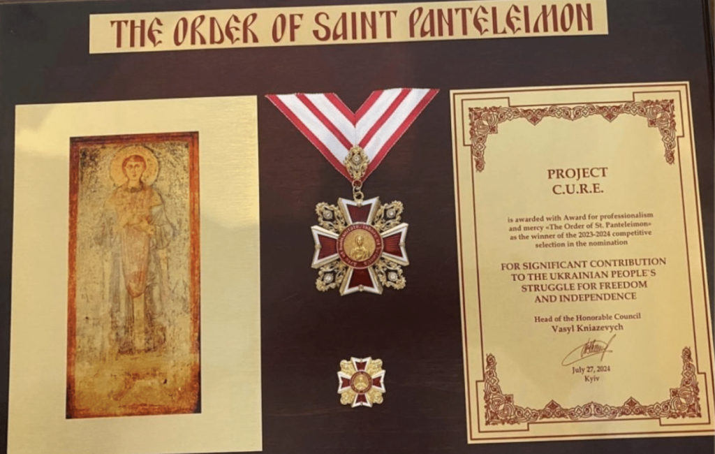 Plaque of Order of St. Panteleimon for Project C.U.R.E. 