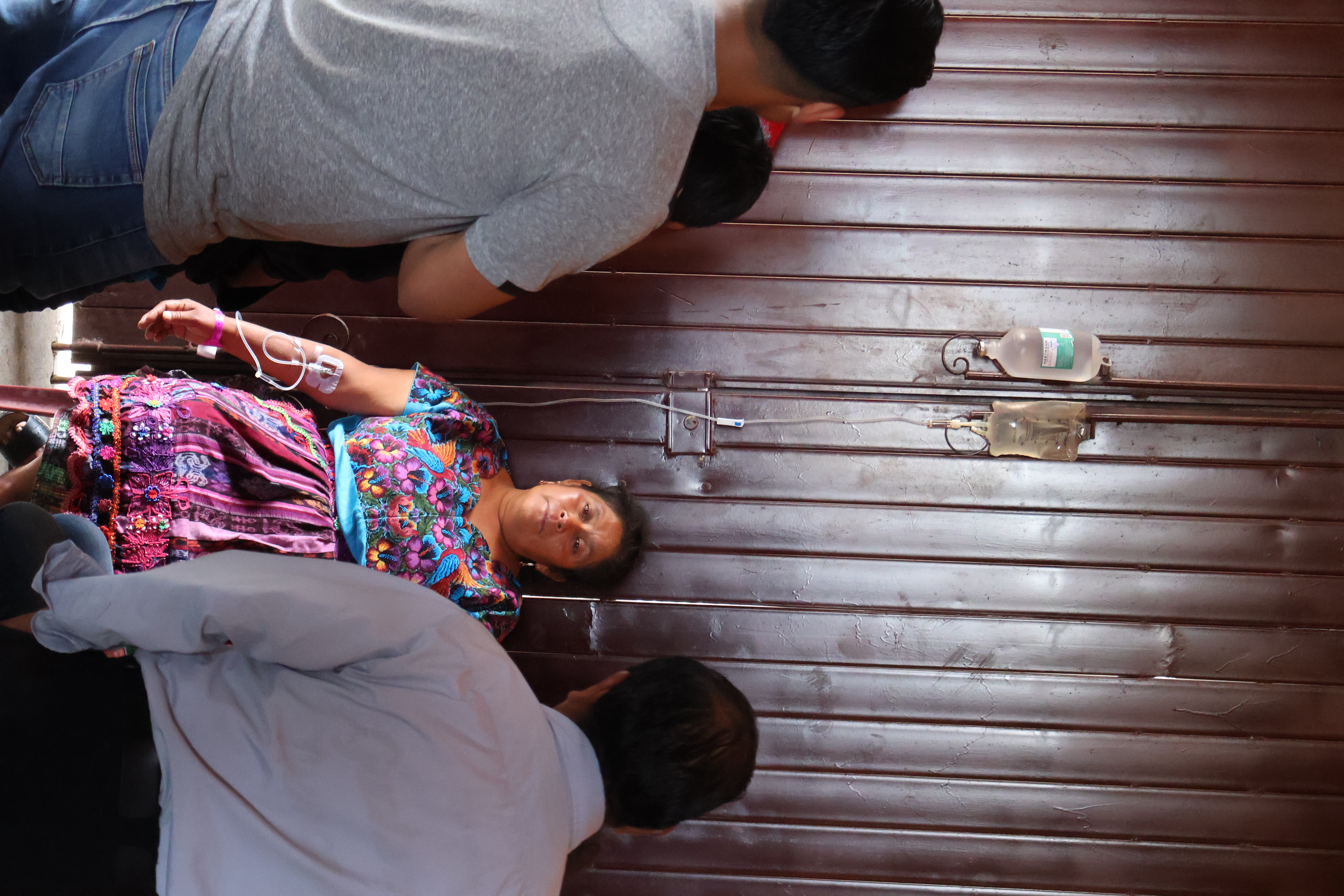 Middle-aged Guatemalan woman with diabetes receiving IV treatment at a Project C.U.R.E. temporary clinic in Antigua.