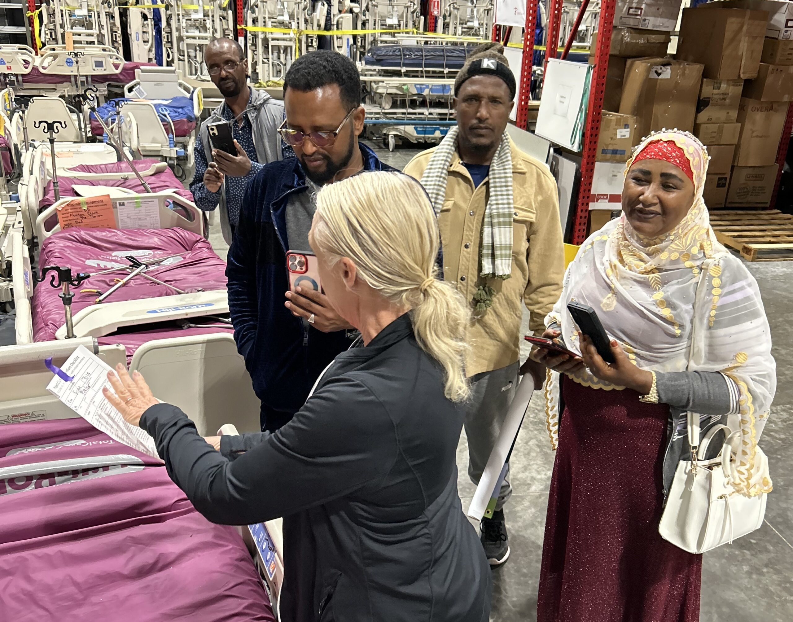 Members of the Ethiopian diaspora help load a container destined for Ethiopia.